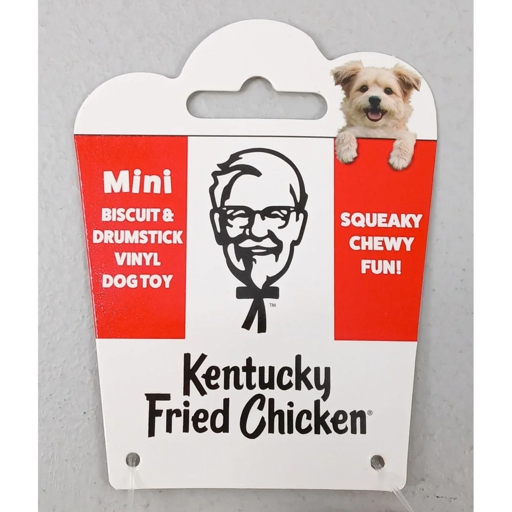 KFC Dog Toy 3pc Set Mini Soda Cup Biscuit Drumstick Small Dogs Red White